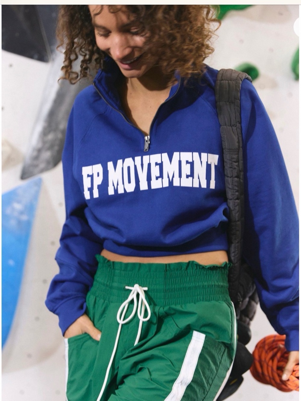 FP Movement Cobalt Half-Zip Cropped Sweatshirt